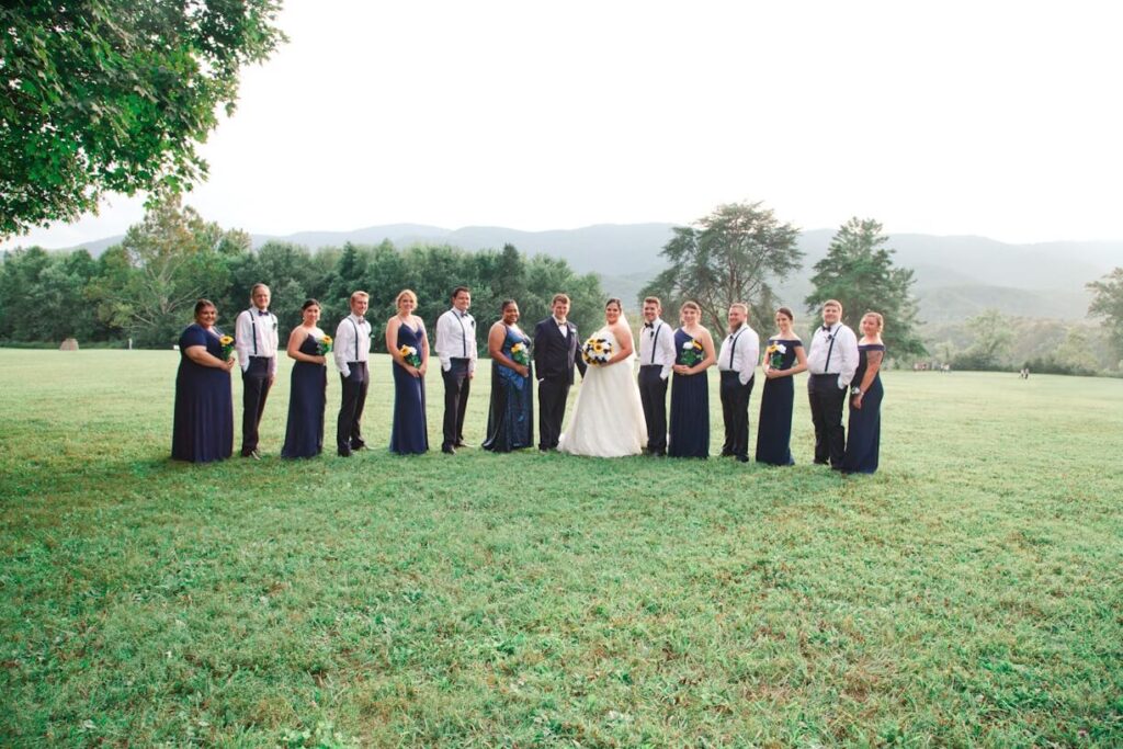 Bridal party with Mountain views